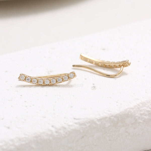 Moissanite Stick Ear Crawlers