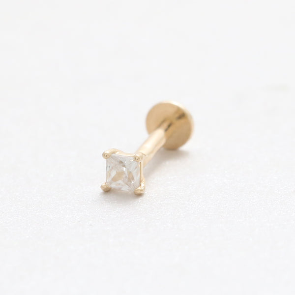 Tiny Princess Cut CZ Prongs Labret