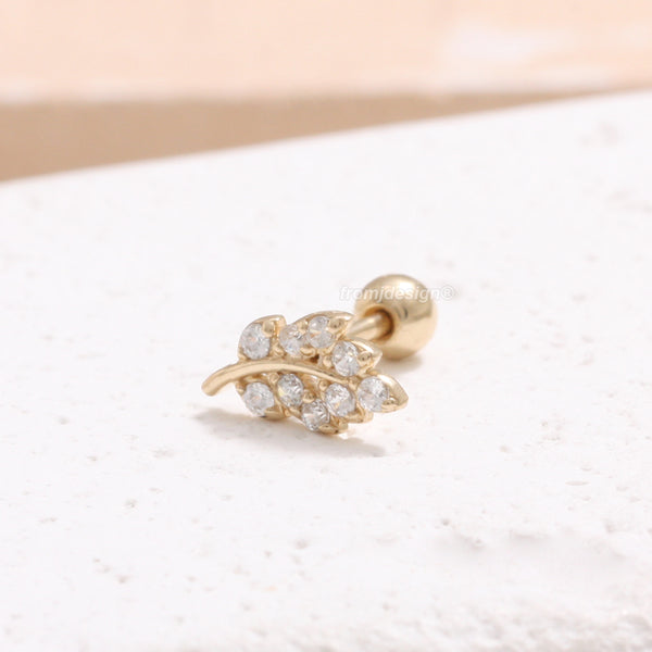 CZ Pave Leaf Ear Piercing