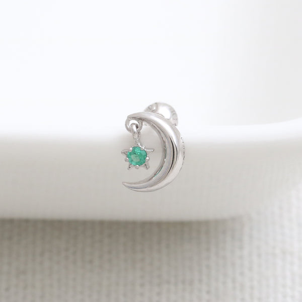 Crescent & Emerald Star Piercing