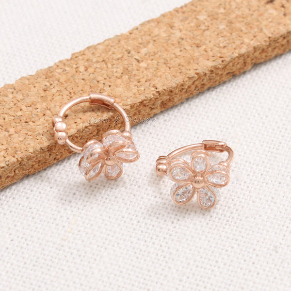 CZ Daisy Huggie Earrings