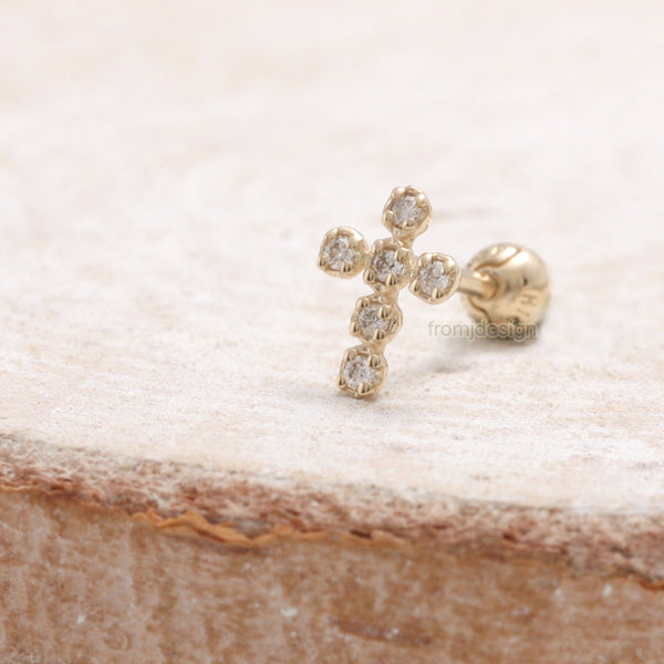 Diamond Cross Ear Piercing