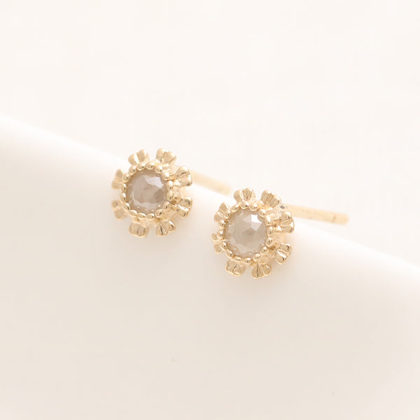 Gray Diamond Sunflower Earrings