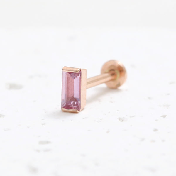 Baguette Pink Sapphire Simple Labret