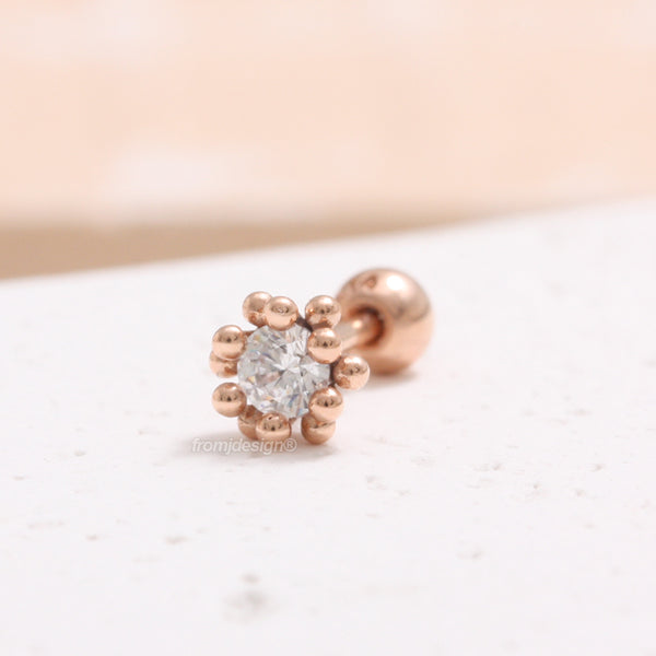 CZ Bubbles Flower Ear Piercing