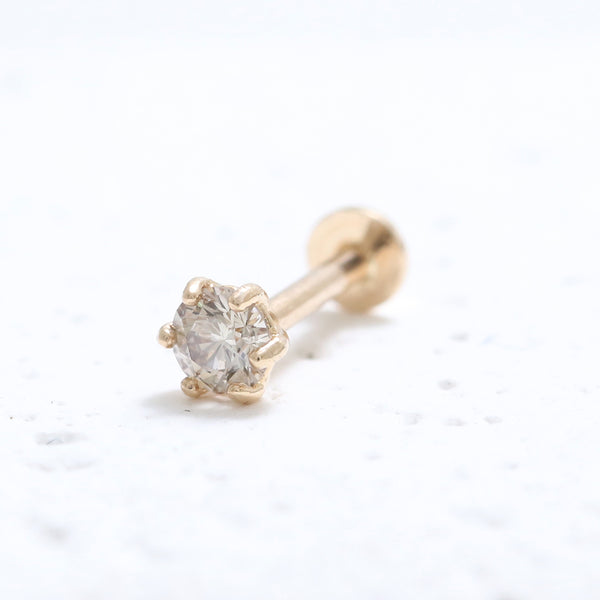 0.1ct Cognac Diamond 6 Prongs Labret