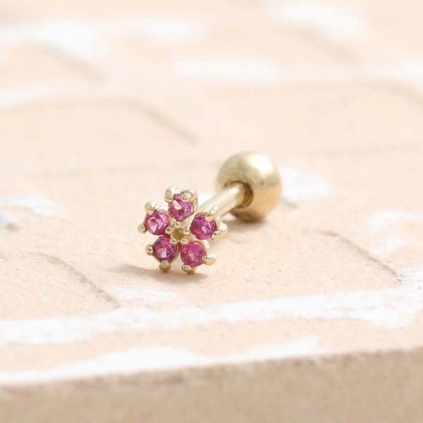 Pink Sapphire Tiny Flower Piercing