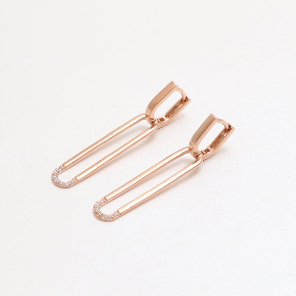 CZ Open Square Drop Earrings