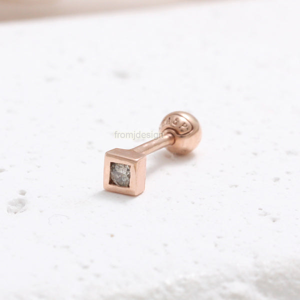 Cognac Diamond Tiny Cube Piercing