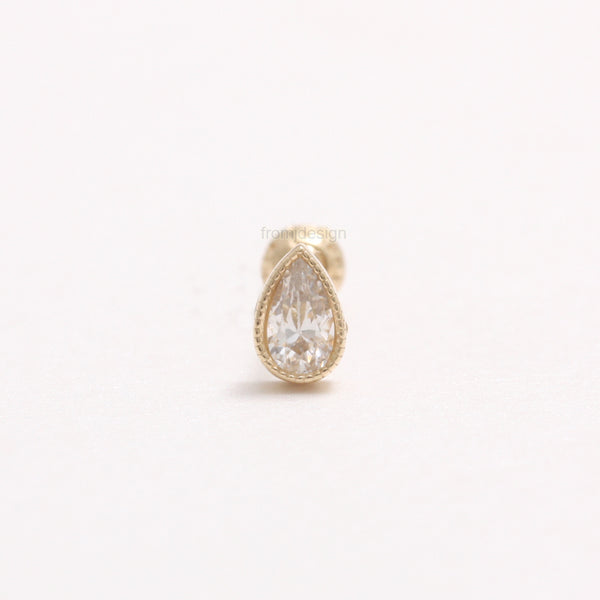 Teardrop Milgrain CZ Ear Piercing