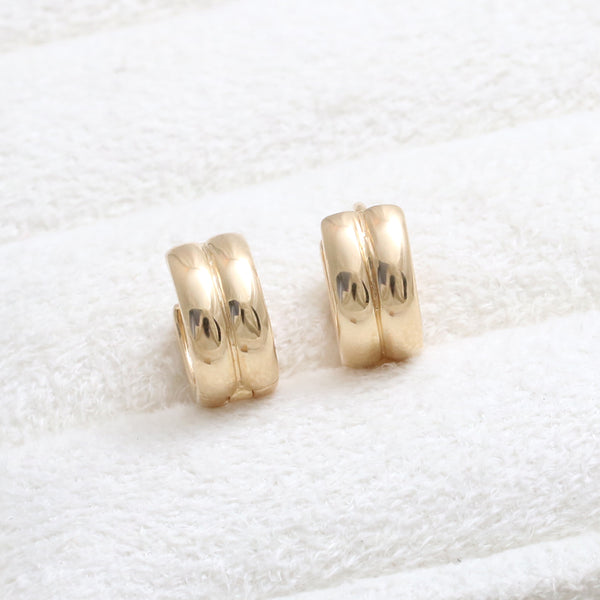 Chunky Double Line Huggie Earrings