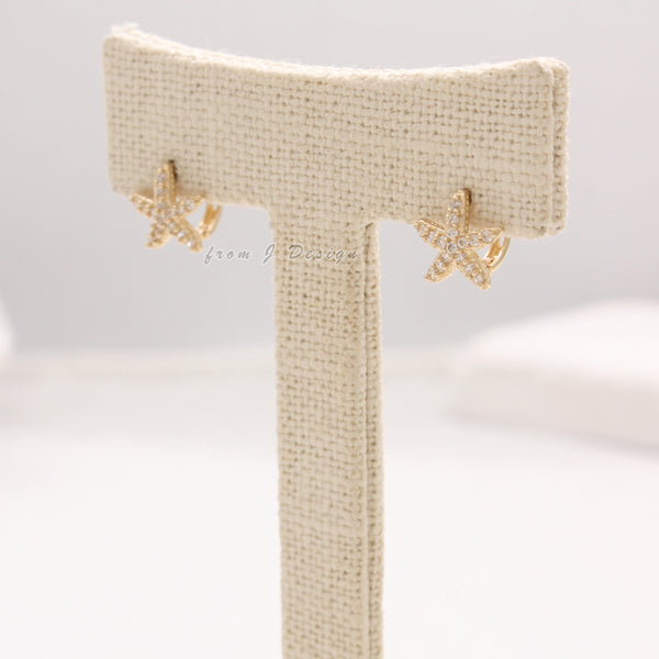 CZ Starfish Huggie Earrings