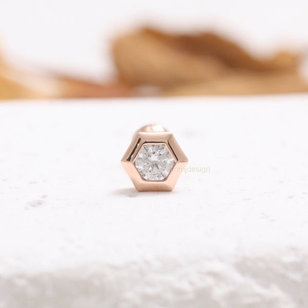 0.1ct Diamond Hexagon Bezel Piercing