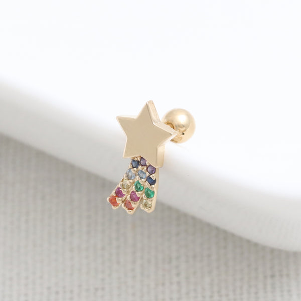 Rainbow CZ Shooting Star Piercing