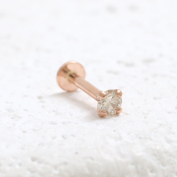 0.07ct Cognac Diamond 4 Prongs Labret