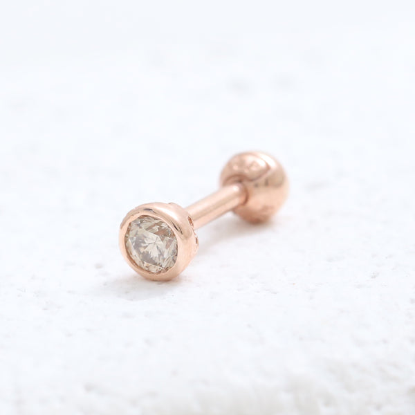 0.1ct Cognac Diamond Bezel Piercing