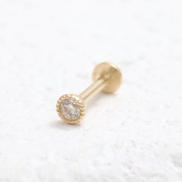 2mm CZ Milgrain Bezel Labret