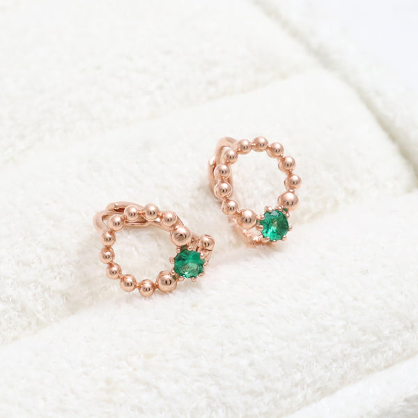 Green CZ Bubbles Circle Earrings