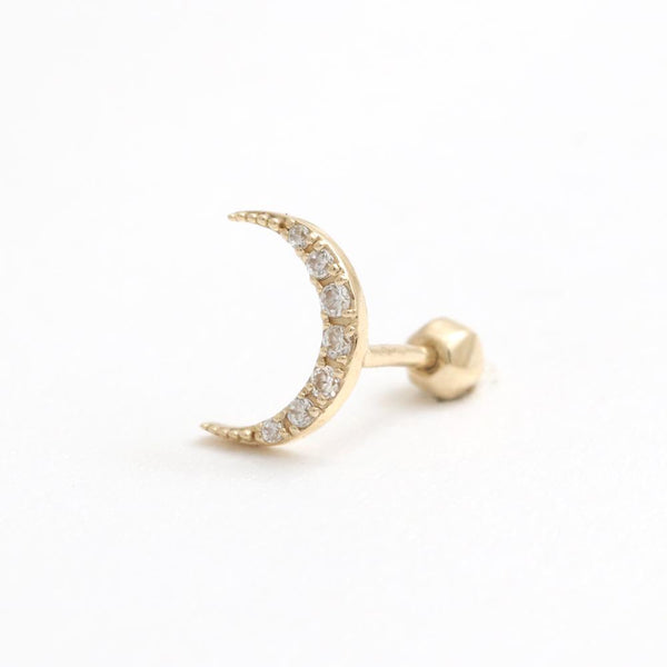 Genuine Diamond Crescent Piercing