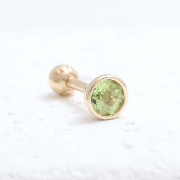 4mm Peridot Bezel Ear Piercing