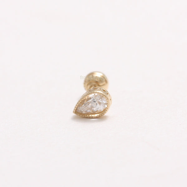 Teardrop Milgrain CZ Ear Piercing