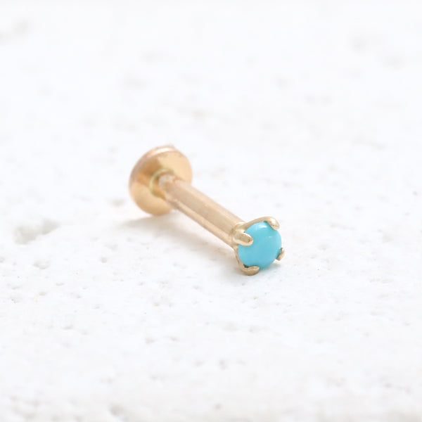 2mm Turquoise CZ 4 Prongs Labret