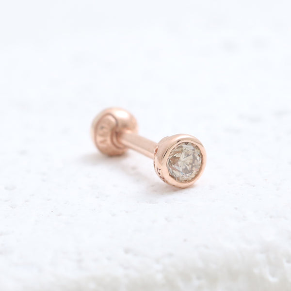 0.1ct Cognac Diamond Bezel Piercing