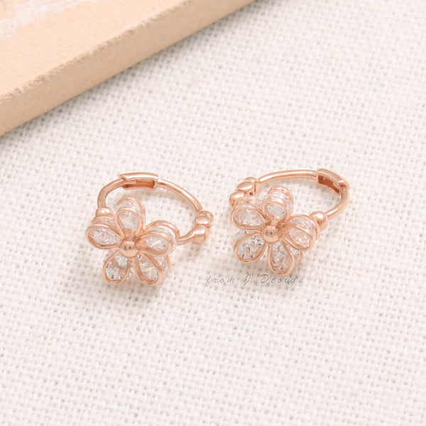 CZ Daisy Huggie Earrings