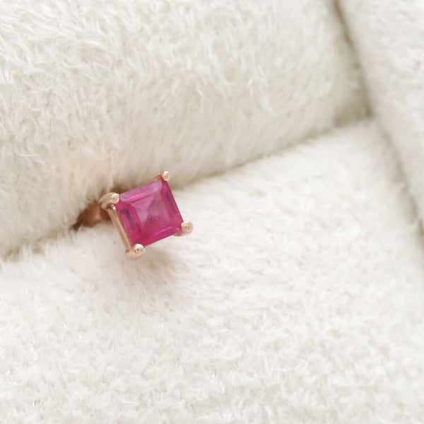 Square Cut Ruby Piercing