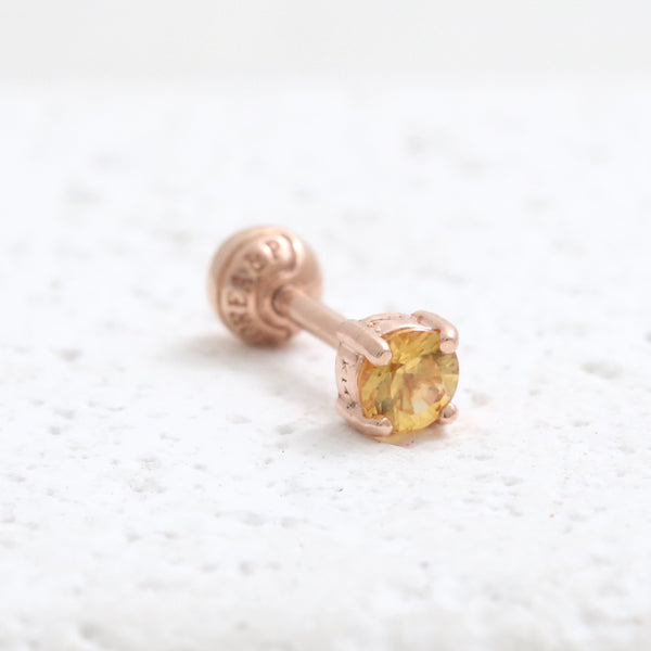 0.1ct Yellow Sapphire 4 Prongs Piercing