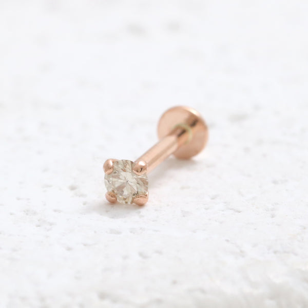 0.07ct Cognac Diamond 4 Prongs Labret