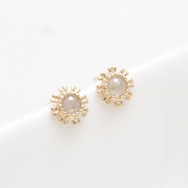 Gray Diamond Sunflower Earrings