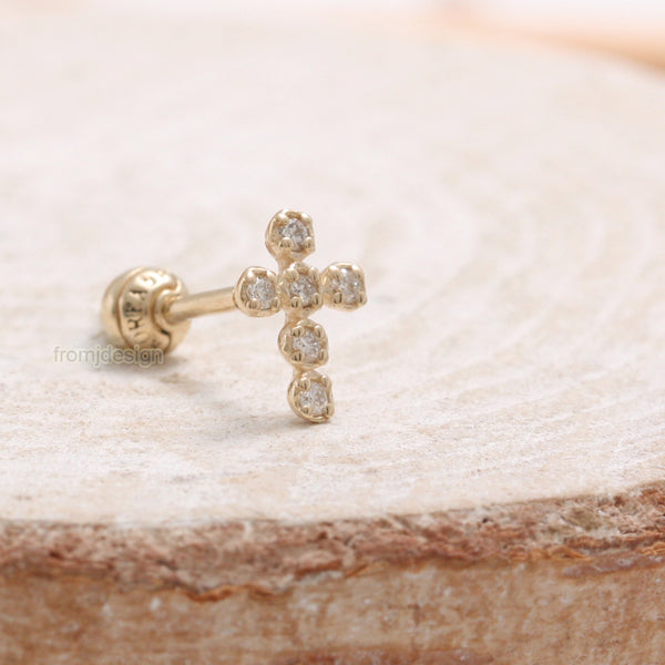 Diamond Cross Ear Piercing