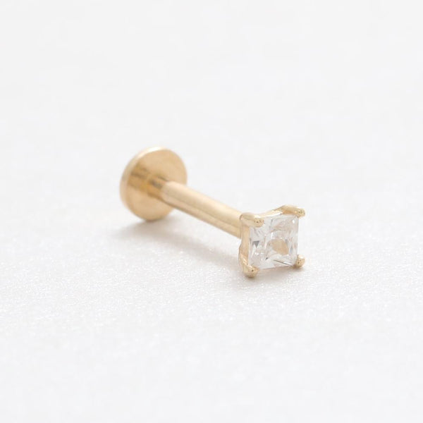 Princess Cut Diamond Prongs Labret