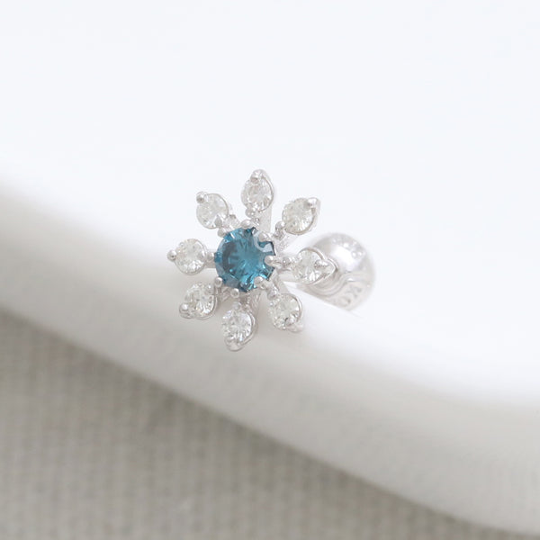 Blue Diamond Accent Flower Piercing