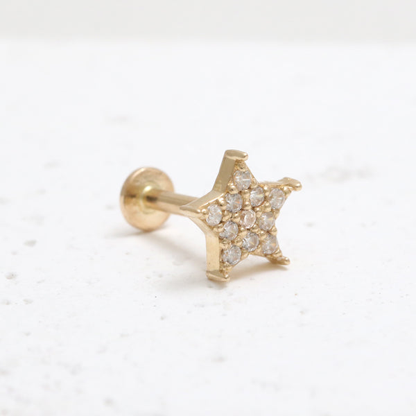 CZ Pave Star Internally Labret