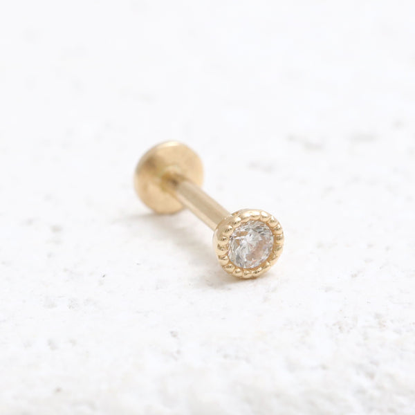 2mm CZ Milgrain Bezel Labret