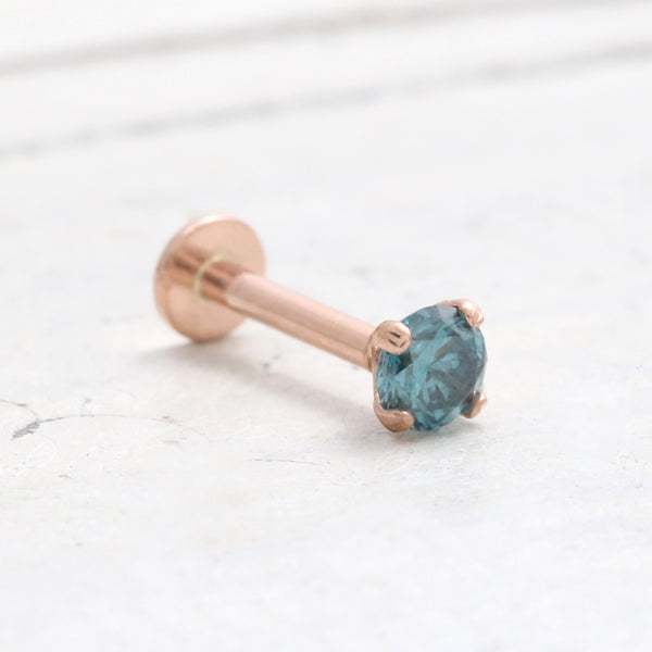 0.1ct Blue Diamond 4 Prongs Labret