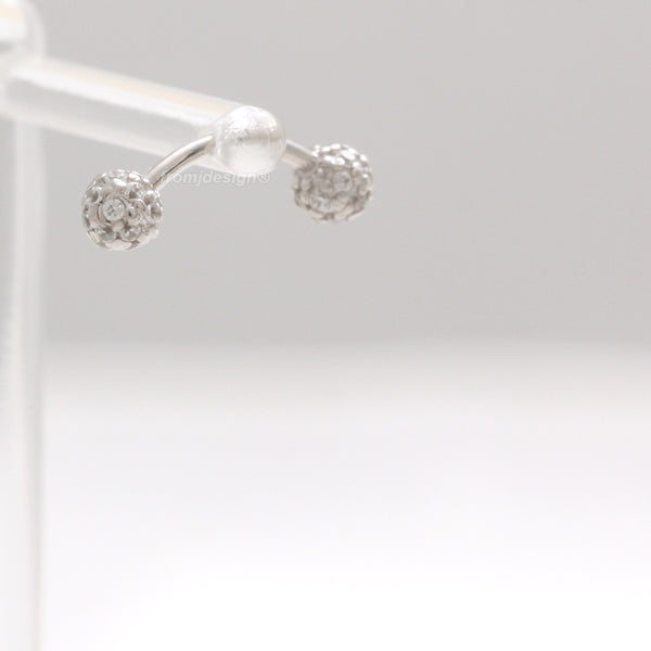 Genuine Diamond Pave Double Ball Rook Piercing