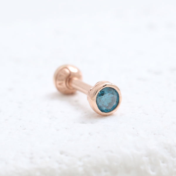 0.1ct Blue Diamond Bezel Piercing