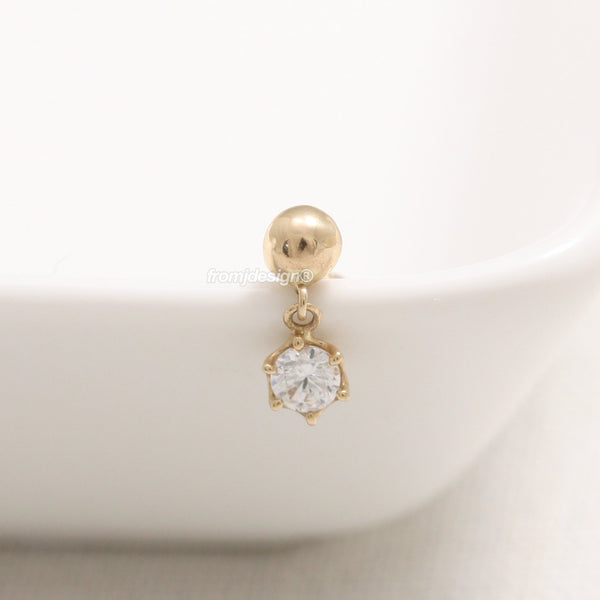 Ball & CZ Dangling Piercing