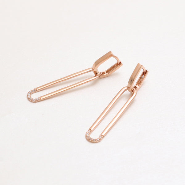 CZ Open Square Drop Earrings