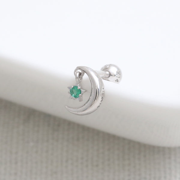 Crescent & Emerald Star Piercing