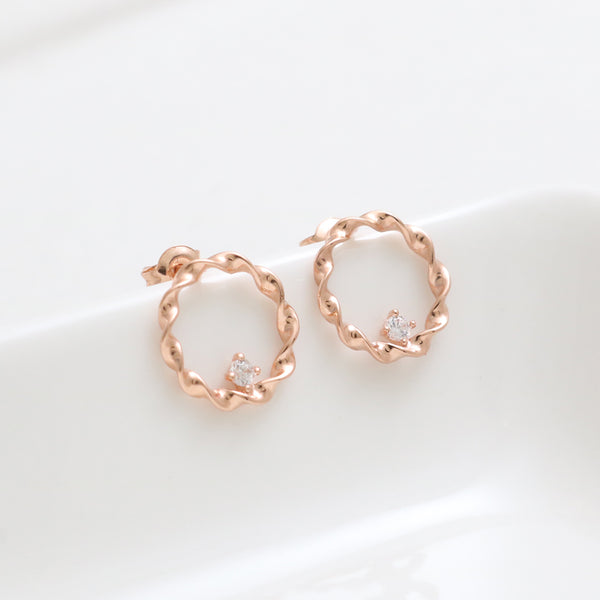 CZ Twisted Open Circle Earrings