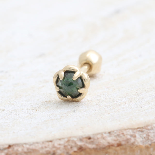 Green Diamond Flower Ear Piercing