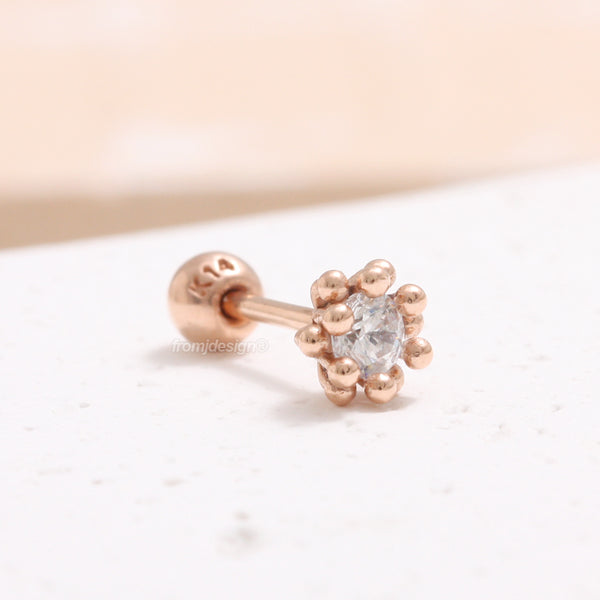 CZ Bubbles Flower Ear Piercing