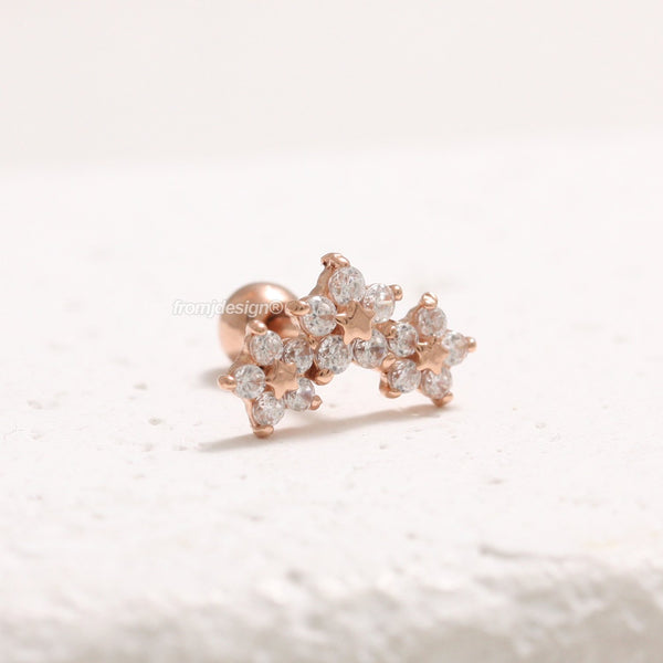 CZ Triple Flower Ear Piercing