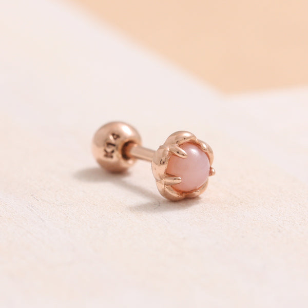 Pink Opal Flower Ear Piercing