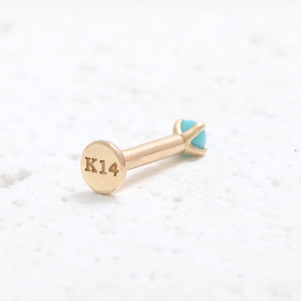 2mm Turquoise CZ 4 Prongs Labret