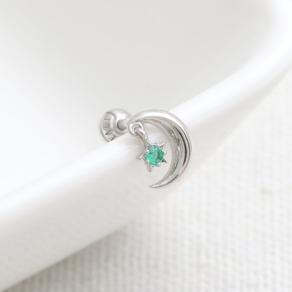 Crescent & Emerald Star Piercing